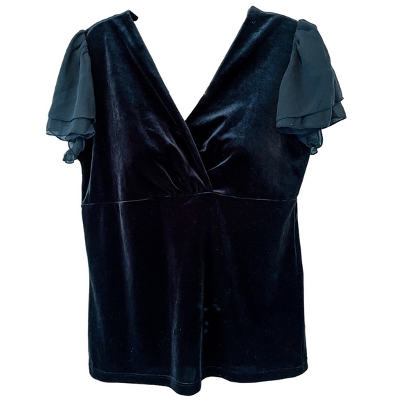 LAUREN Ralph Lauren Black Flutter-Sleeve Cocktail Top sz: Small - Picture 7 of 7